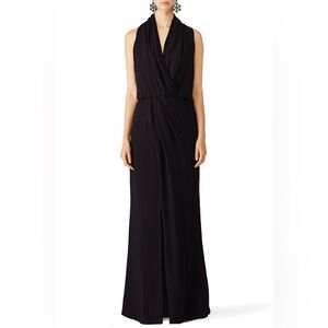 Parker Black Label Lagos Slit Silk Maxi Evening Gown Eggplant Plum Deep Purple